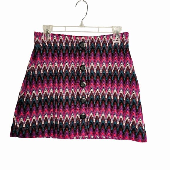 Free People Dresses & Skirts - FREE PEOPLE Skirt size M PURPLE PINK WHITE BLUE Twee Knit Retro Mini Whimsical